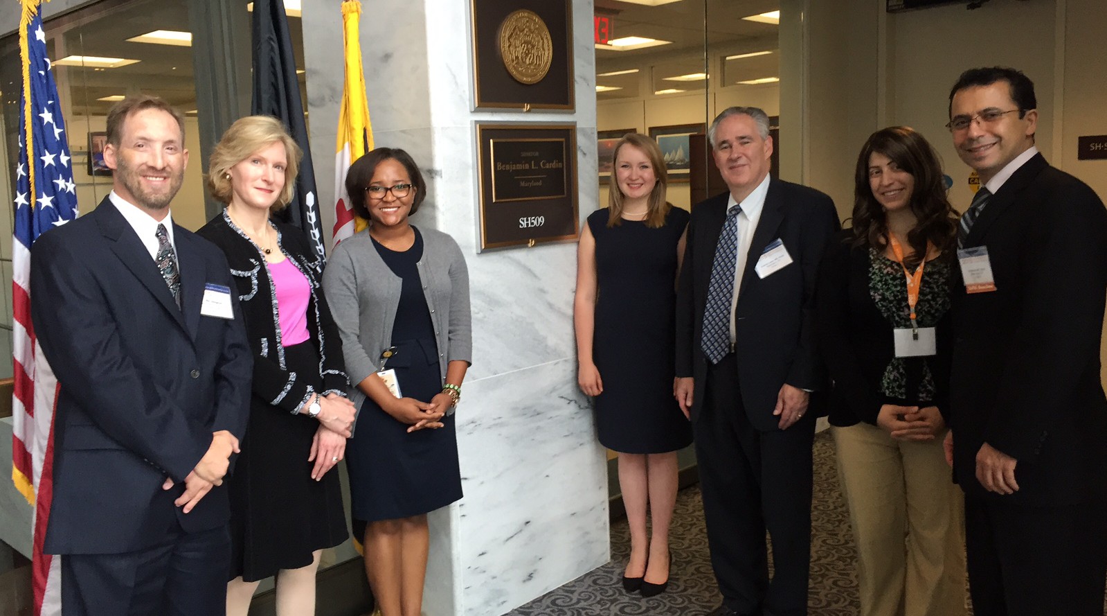 Marc Steingesser/NFED, Dr. Alison Erhlich/AAD Member, Alexandra Manardy/Staff member for Senator Cardin, Samantha White/BCCNS Life Support Network, Dr. Andrew Lazar/AAD Member, Miranda Guerriero/National Alopecia Areata Foundation, and Dr. Ali Hendy/AAD Member.