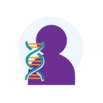 Illustration of person with DNA strand